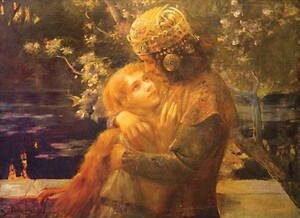 油絵 Gaston Bussiere_ ロメオとジュリエット ma2051