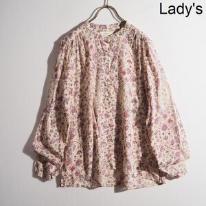 K4342P　▼ISABEL MARANT ETOILE イザベルマラン▼　花柄 シアーコットン バンドカラー プルオーバー ブラウス ピンク シャツ 春夏 rb mks