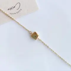 スクエアメタルビーズのブレスレット＊ハンドメイド