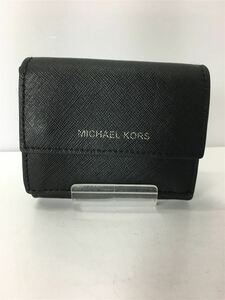 MICHAEL KORS◆3つ折り財布/レザー/BLK/無地/レディース/36H1LCOF1U