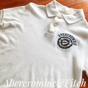 最値!希少旧モデル!名作アメカジデザイン!Abercrombie & Fitch(アバクロンビー & フィッチ)鹿の子生地 ポロシャツ!ホワイト!白 Sサイズ