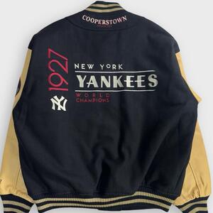 極美品 50周年 STARTER スターター ヤンキース スタジャン 袖レザー ネイビー L YANKEES MLB メジャーリーグ ロゴ 刺繍 ワッペン