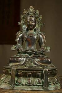 清時代 ・ 銅器 佛像 收藏 【西藏 銅や金で長寿の仏像を作る】中国古美術品 珍品 旧蔵 賞品 置物 時代物 