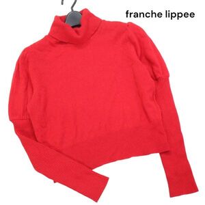 franche lippee フランシュリッペ 秋冬 タートルネック♪ パフスリーブ ウール ニット セーター Sz.M　レディース 赤　K3T01186_C#K