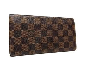 1円 LOUIS VUITTON ルイヴィトン N60017 ダミエ ポルトフォイユ ブラザ 二つ折り 長財布 ウォレット ブラウン系 FF8954