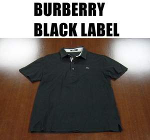 バーバリーブラックレーベルポロシャツ/BURBERRY BLACK LABEL 半袖シャツ/ブラック/サイズ２/三陽商会/日本製