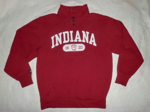 ★JANSPORT インディアナ大学ハーフジップスウェットシャツ S ジャンスポーツ INDIANA UNIVERSITY ハーフジップトレーナー レッド