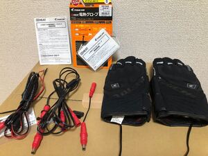 RSタイチ　RST-642 e-HEAT電熱グローブ+12V電源ケーブルのセット　カラー:ブラック　サイズ:S 中古美品！