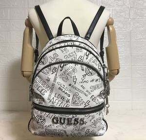 no25983 GUESS ゲス レザー PVC 総柄 リュックサック デイパック ☆