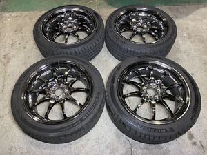 RAYS CE28N 17×7.5J +50 5H PCD100 タイヤ付 PS5 2022年製 225/45ZR17 超軽量 鍛造 プリウス インプレッサ レガシィ BRZ 86 トヨタ スバル