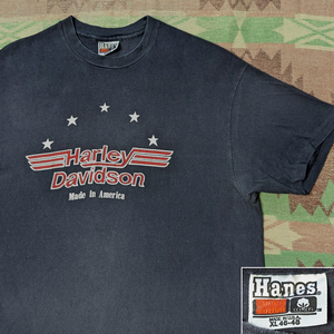 XL 星【HARLEY DAVIDSON】80s Star Print Hanes T-Shirt / 80年代 ハーレー ダビッドソン Tシャツ ヘインズ アメリカ製 ビンテージ 70s90s 