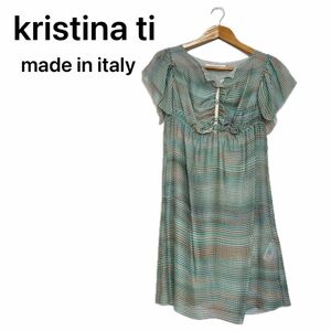 一点物　イタリア製　kristina ti ワンピース　花柄スリット　アンダードレス　40 M チュニック　シルク　美品　クリスティーナ　ティ