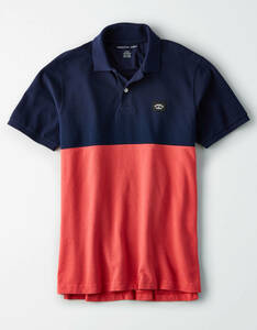 セール！！ラスト2！◇◆/アメリカンイーグル / AEカラーブロックポロ 鹿の子POLO / US S / Navy・Red /新品