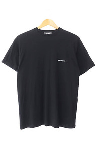 バレンシアガ BALENCIAGA 2019年製 ミニ ロゴ プリント 半袖 Tシャツ 613969 TYK28 1000 S 黒 ブラック ブランド古着ベクトル 中古☆AA★24