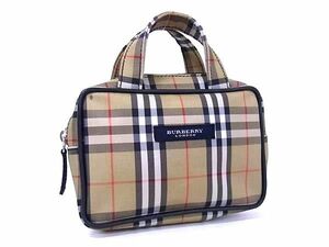 1円 ■美品■ BURBERRY バーバリー ノバチェック ナイロンキャンバス メイクポーチ マルチケース 小物入れ ブラウン系 FB2475