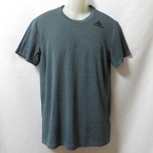 古着 メンズXL adidas/アディダス ポリエステルTシャツ 半袖 スポーツ ジム ジョギング トレーニング グレー系/千鳥格子柄 GP7659