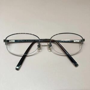 ③ Salvatore Ferragamo サルヴァトーレフェラガモ 度入り メガネ 眼鏡 TITANIO 日本製 1715T 789 55□18 145 メンズ アイウェア ブラウン