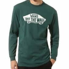 VANS バンズ ロゴ ロンT Tシャツ 長袖 ロングスリーブ 緑 グリーン M