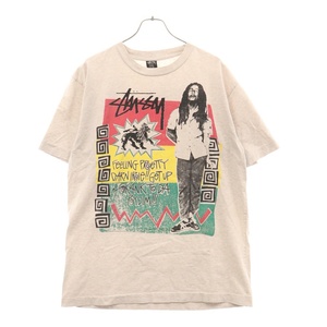 STUSSY ステューシー 80s OLD STUSSY BOB MARLEY オールドステューシー ボブ マリー 黒タグ 半袖Tシャツ カットソー グレー