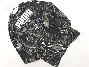 PUMA プーマ ロゴ 総柄 プルオーバー パーカー size160cm/黒ｘベージュ ◇■ ☆ ekb4 子供服