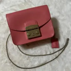 FURLA メトロポリス レザー ショルダーバッグ ピンク