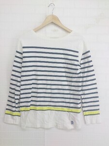 ◇ B:MING by BEAMS ビーミング ボーダー 長袖 Tシャツ カットソー サイズM ホワイト ネイビー レディース P