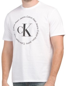 新品未使用! カルバンクライ メンズ サークル CK ロゴ Tシャツ 白 ホワイト Lサイズ Calvin Klein Jeans 半袖 カットソー