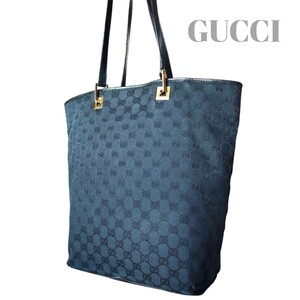 １円〜【美品】 GUCCI グッチ トートバッグ GGキャンバス GG柄 ブラックバケツ型 希少 レア