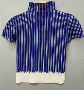 me ISSEY MIYAKE ミー イッセイミヤケ MI23FK235 22年 SHIRT STRIPE TOP レディース 半袖Tシャツ・カットソー ストラップ ブルー系