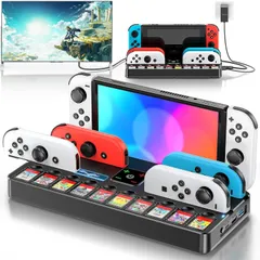 ブラック Switch TV ドック HDMI変換/TVモード/テーブルモード/4K&1080P解像度 Joy-Con充電器 4台同時充電 USBポート3.0搭載 10ゲームカード収納 Kytok Switch充電スタンド スイッチテレビ出力 Switch/S