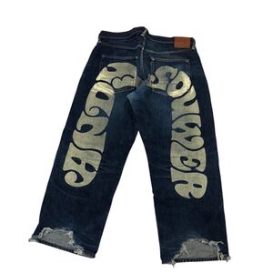 H778-29 超特大 EVISU エヴィス ANDY SOUWER アンディサワー カモメペイント No.2 デニム パンツ Gパン ジーンズ 濃紺系 綿 メンズ 40