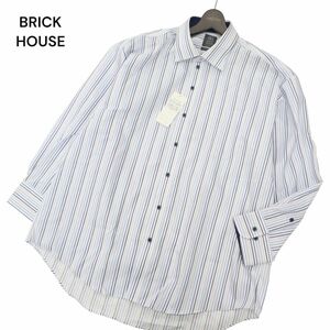 【新品 未使用】 BRICK HOUSE ブリックハウス 長袖 形態安定 ストライプ シャツ ワイシャツ Sz.3L-82　メンズ 大きいサイズ　C4T05076_5#C