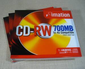 imation　CDRW80A　データ用CD-RW　700MB/書き換え型-RW/1～4倍速対応　3枚セット　未開封品！