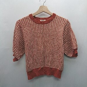 ◇ ⊂ BEAMS HEART ビームス ハート 総柄 半袖 ニット サイズF ブラウン系 レディース E