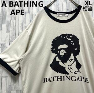 A BATHING APE アベイシングエイプ 半袖 リンガー ネック Tシャツ M デカロゴ ビッグロゴ ベートーベン ベートーヴェン シングルステッチ