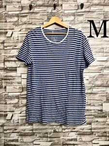 M GAP ギャップ ブルー ホワイト 半袖Tシャツ 半袖 Tシャツ カットソー トップス ボーダー