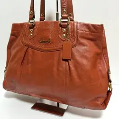 COACH  ハンドバッグ   ゴールドカラー金具 ロゴ オレンジブラウン