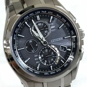 超美品 CITIZEN シチズン ATTESA アテッサ Eco-Drive エコドライブ 腕時計 AT8040-57E 電波ソーラー クロノグラフ チタン 箱付き 動作OK