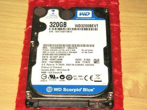 (送料198円～) 2.5インチ SATA HDD 9㎜ 320GB WD3200BEVT ジャンク 異常 #2021