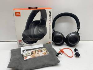 01w4484 ① JBL LIVE 770NC ワイヤレスハイブリッド ノイズキャンセリング オーバーイヤー ヘッドホン ブラック 音楽再生確認済 中古品