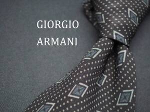 美品【GIORGIO ARMANI ジョルジオアルマーニ】 C1658 ブラック グレー ブランド ネクタイ 古着 良品