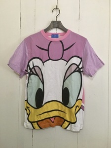 全面プリント☆Disney RESORT ディズニーリゾート DAISY DUCK デイジー 半袖Tシャツ 半袖カットソー S ディズニーランド