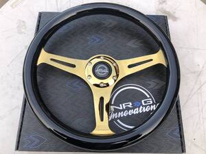 NRG 35Φ ブラックペイント/ゴールドメッキスポーク ステアリング USDM JDM STANCE LowRider 正規輸入品 即納 ST015BK-CG 