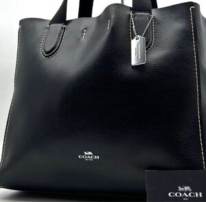 1円～【未使用級】入手困難品 コーチ COACH ステッチ トートバッグ ビジネスバッグ ブリーフケース A4 2way レザー メンズ レディース 黒