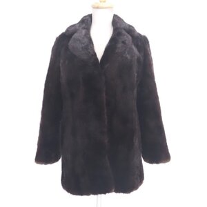 美品【 MoonBat Fur / MITSUKOSHI / アップヘアー 】高級毛皮 ダークミンク ◆ハーフコート 70cm丈 ◆黒色に近いDB ◆W932Y