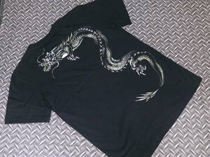 ♪CROPPED HEADS(クロップドヘッズ) 鯉・龍 刺繍プリント◆半袖Tシャツ◆カラー：ブラック◆SIZE：L 未使用(ラスト１点物)