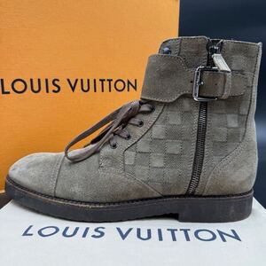 1円 【極美品】 LOUIS VUITTON ルイヴィトン 【王者の貫禄】 メンズ ショートブーツ ダミエ サイドジップ シューズ 靴 スエード 26.5cm相当