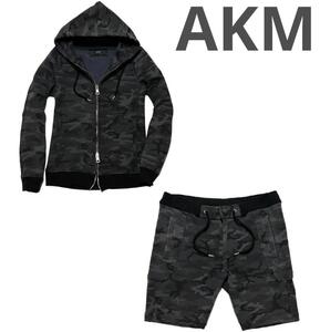 定価8.4万 AKM stretch jersey solid raglan parka＆half pants サイズL&M カモフラパーカー パンツ セットアップ junhashimoto wjk 1piu