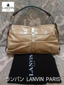 ランバン LANVIN エナメルレザー/大型ハンドバッグ/保存袋付き