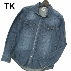 TK タケオキクチ 通年 USED加工★ 長袖 デニム ウエスタン シャツ Sz.2　メンズ　A4T08144_7#C